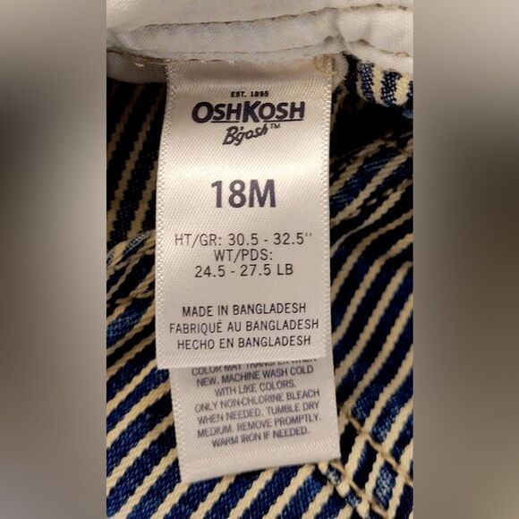 Oshkosh B'gosh Baby Boy Vestbak Bib Overalls- 18 months - Picture 9 of 10